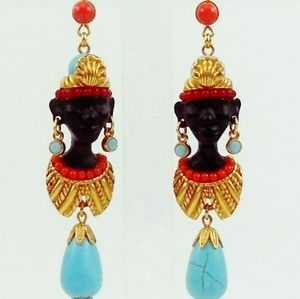 ASKEW  BEADED COLLAR BLACKAMOOR DROP EARRINGS